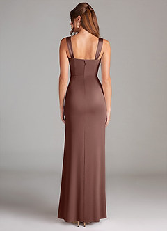 Azazie Denice Robes de demoiselle d'honneur Robe Fourreau en Satin extensible Plissée Expresso image2