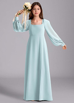 Azazie Bondi Junior Robe Trapèze en Mousseline de soie Blouson Brume image5