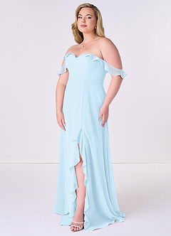 Barbie ♥ Azazie Bridesmaid Dresses Sky Blue A-Line Off the Shoulder Chiffon Convertible Dress image9