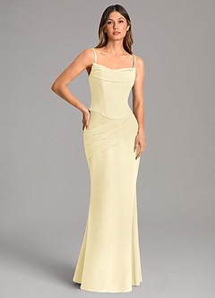 Azazie Sorrel Bridesmaid Dresses Lemon Sorbet Mermaid Corset Chiffon Dress image2