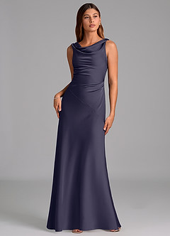 Azazie Nerine Bridesmaid Dresses Stormy A-Line Pleated Stretch Satin Dress image3