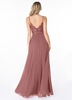 Azazie Lena Brautjungfernkleider A-Linie Spitze Chiffon Kleid Wüstenrose image2