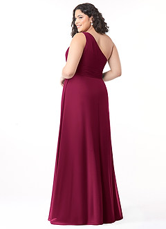 Azazie Dallas Bridesmaid Dresses Burgundy A-Line One Shoulder Chiffon Dress image7