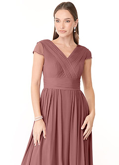 Azazie Organa Bridesmaid Dresses Desert Rose A-Line Pleated Chiffon Dress image5