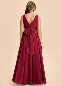 Azazie Hathaway Junior Burgundy A-Line Bow Chiffon Dress image1