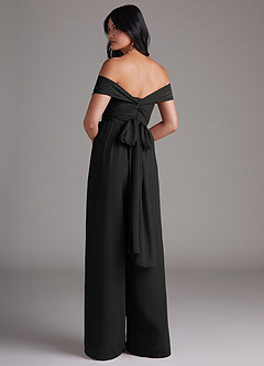 Azazie Lamara Brautjungfernkleider Wandelbar Schulterfrei Chiffon Overall/Jumpsuit Schwarz image5
