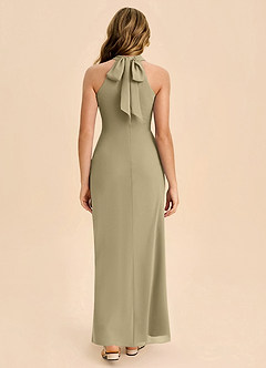 Azazie Doretta Junior Robe Fourreau en Mousseline de soie Plissée Vert Mousse image2