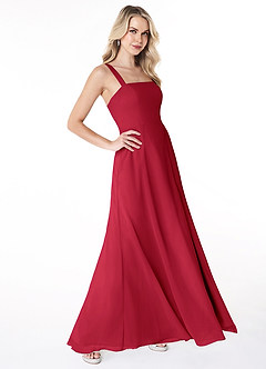 Azazie Jay Bridesmaid Dresses Scarlet A-Line Square Neckline Side Slit Chiffon Dress image3