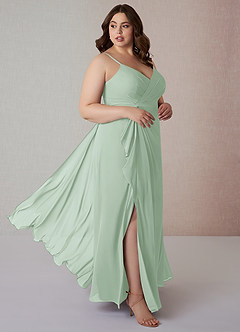 Azazie Emerald Bridesmaid Dresses Agave A-Line Ruffled Chiffon Dress image9