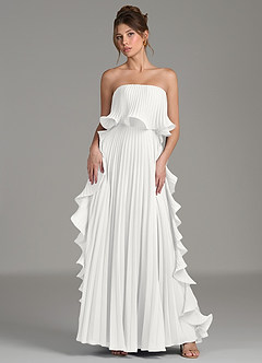 Azazie Alexia Bridesmaid Dresses White A-Line Ruched Chiffon Dress image1
