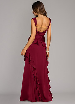 Azazie Sloane Bridesmaid Dresses Burgundy A-Line Sweetheart Neckline Stretch Satin Dress image2