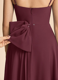 Azazie Bear Junior Vestido de Cabernet de Gasa de Corte en A con Plisado image8