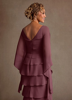 Azazie Arabinda Mother of the Bride Dresses Sangria Sheath Ruched Chiffon Dress image6