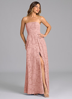 Azazie Wren Bridesmaid Dresses Rosette A-Line Strapless Floral Burnout Dress image7