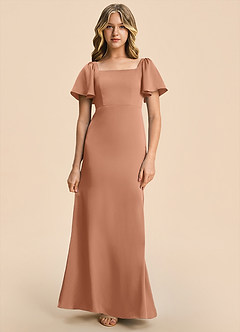 Azazie Chace Junior Bronzer Sheath Stretch Satin Dress image4
