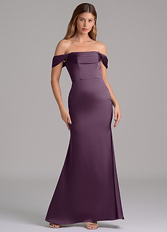 Azazie Miley Venta Final Vestido de Ciruela de Satén Elástico de Corte Sirena Convertible con Vestidos sin tirantes image6