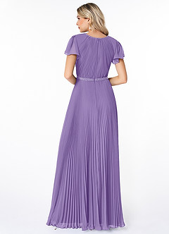 Azazie Kara Modest Bridesmaid Dresses A-Line Pleated Chiffon Floor-Length Dress image2