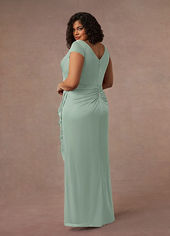 Azazie Roya Mother of the Bride Dresses Agave Mermaid V-Neck Pleated Mesh Dress image9