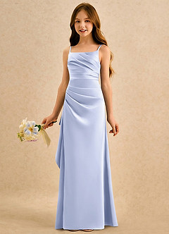 Azazie Cannoli Girls Formal Blumenmädchenkleider A-Linie Plissee Matte Satin Kleid Lavendel image5