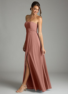 Azazie Tamira Suknie dla druhen Linia A Pofałdowany Szyfon Do ziemi Sukienka image3