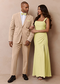 front Savile Tan Wool Blend Dress Pants