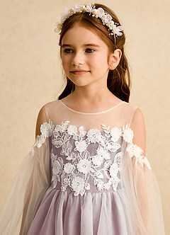 Azazie Zimi vestidos de niña de las flores Vestido de Rosa Polvorienta de Tul de Princesa con Escote de Corazón image9