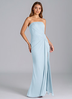 Azazie Mariya Bridesmaid Dresses Sky Blue Mermaid Strapless Mesh Dress image3
