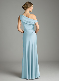 Azazie Emerson Bridesmaid Dresses Sky Blue Mermaid Off the Shoulder Stretch Satin Dress image3