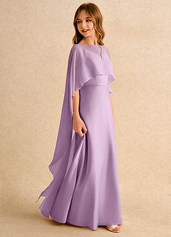 Azazie Fishie Girls Formal Robe Demoiselle D'honneur Fillette Robe Trapèze en Mat Satiné Glycine image6