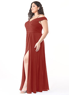 Azazie Audrianna Abiti da Damigella Abito Convertibile A-Line in Chiffon Riunioni a spalle scoperte Terracotta image9