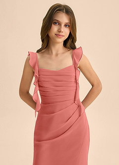 Azazie Jessamine Junior 인어 스윗하트 네크라인 쉬폰 플로어 길이 주니어 신부 들러리 드레스 image7
