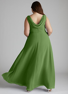 Azazie Karina Bridesmaid Dresses Basil A-Line Pleated Chiffon Dress image9