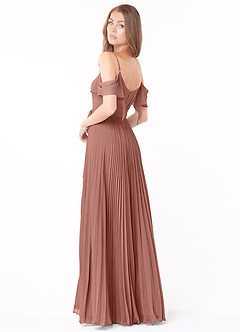 Azazie Lyney Brautjungfernkleider A-Linie Schulterfrei Chiffon Kleid Zedernrose image4