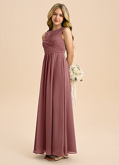 Azazie Skyla Junior Desert Rose A-Line Pleated Chiffon Dress image1