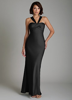 Azazie Zaria At-home Try On Dresses Black Mermaid Sweetheart Neckline Stretch Satin Dress image1