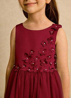 Azazie Malva vestidos de niña de las flores Vestido de Borgoña de Tul de Princesa con Lazo image5