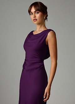 Azazie Kieryn Robes de demoiselle d'honneur Robe Sirène en Satin extensible Plissée Grain De Raisin image6