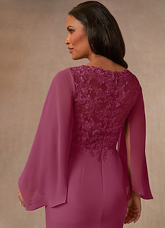 Azazie Perry Mother of the Bride Dresses Mulberry Mermaid V-Neck Lace Chiffon Dress image4