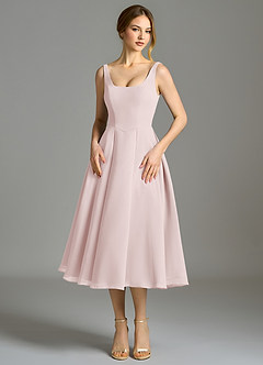 Azazie Amalie Bridesmaid Dresses Blushing Pink A-Line Pleated Chiffon Dress image4