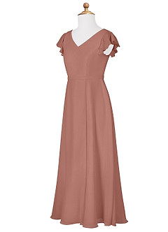 Azazie Claudine Junior Cedar Rose A-Line Pleated Chiffon Dress image7