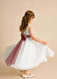 Azazie Margot Flower Girl Dresses Ivory Desert Rose A-Line Pleated Chiffon Dress image7