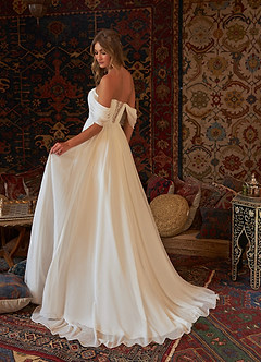 Azazie Fawn Wedding Dresses A-Line Sweetheart Sequins Chiffon Sweep Train Dress image3