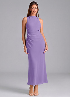 Azazie Evadne Brautjungfernkleider Etui Plissee Chiffon Kleid Tahiti image3