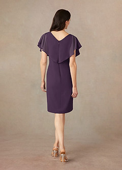 Azazie Julia Abiti per la Madre della Sposa Abito Tubino in Chiffon con Scollo a V a Pieghe Prugna image4