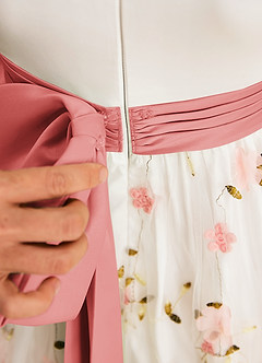 Azazie Pollie Flower Girl Dresses Blushing Pink Coral A-Line Bow Tulle Dress image7