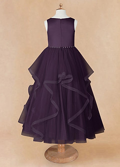 Azazie Sofia Flower Girl Dresses Plum A-Line Beaded Tulle Dress image9