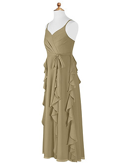 Azazie Peyton Junior Moss Green A-Line V-Neck Cascading Ruffles Chiffon Dress image8