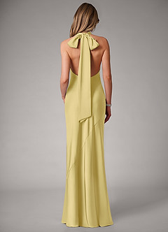 Azazie Velli Bridesmaid Dresses Lemon Sorbet Mermaid Stretch Satin Dress image5
