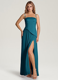 Azazie Tierney Bridesmaid Dresses Ink Blue A-Line Strapless Chiffon Convertible Dress image3