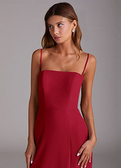Azazie Wren Bridesmaid Dresses Scarlet A-Line Side Slit Chiffon Convertible Dress image6